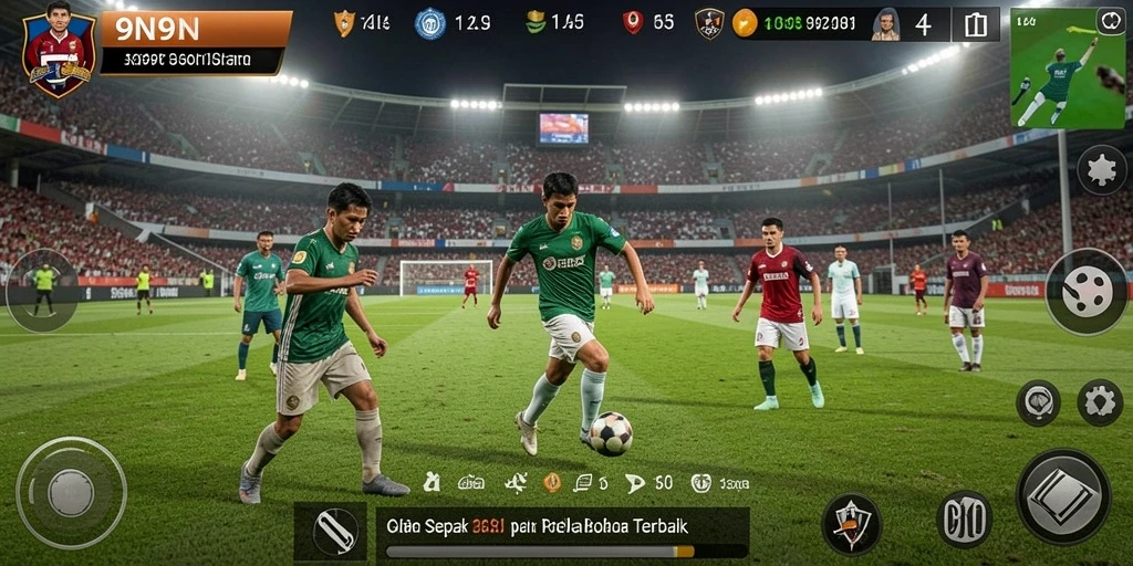 Tampilan gameplay yang menegangkan di lapangan sepak bola.