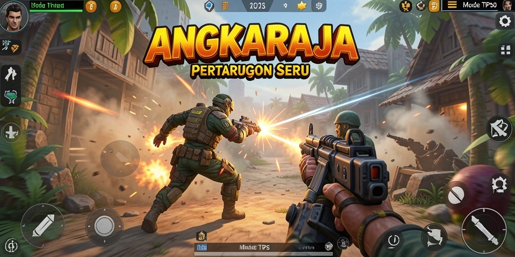 Tampilan gameplay seru ANGKARAJA dalam mode TPS yang mendebarkan.