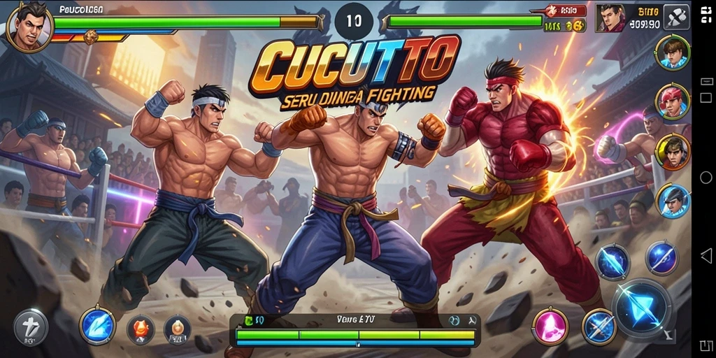 Tampilan gameplay CUCUTOTO yang seru dan penuh aksi bertarung.