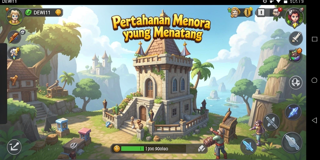 Tangkapan layar DEWI11 menampilkan strategi menara yang sempurna dalam aksi.