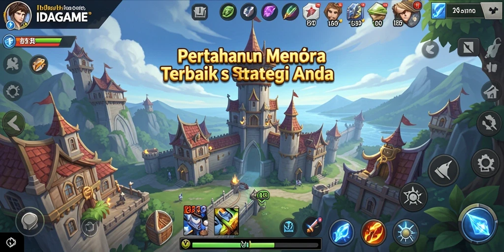 Menampilkan aksi seru dari gameplay Tower Defense.