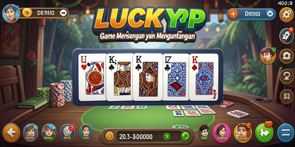 Tampilan gameplay LUCKYRP dengan teman-teman bermain Domino.