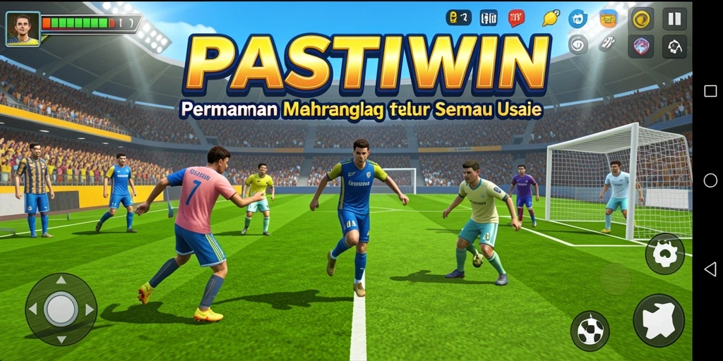 Screenshot menunjukkan aksi seru dalam permainan olahraga PASTIWIN.