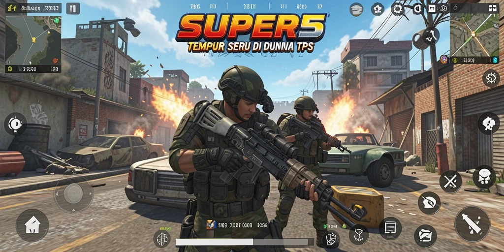 Tampilan gameplay SUPER5 yang intens dan penuh aksi.