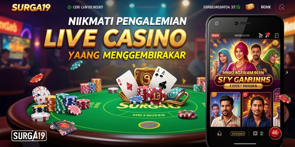 Tampilan gameplay Live Casino SURGA19 yang mengasyikkan dan interaktif.