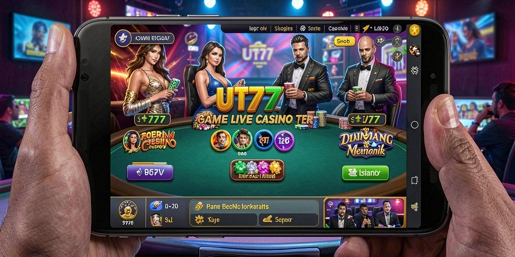 Tampilan aksi dealer langsung dalam gameplay Live Casino.